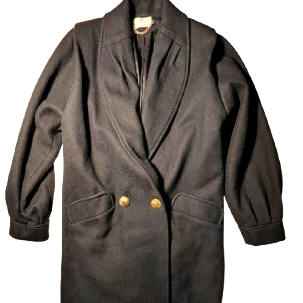 Worthington black collared oversized large military pea coat jacket